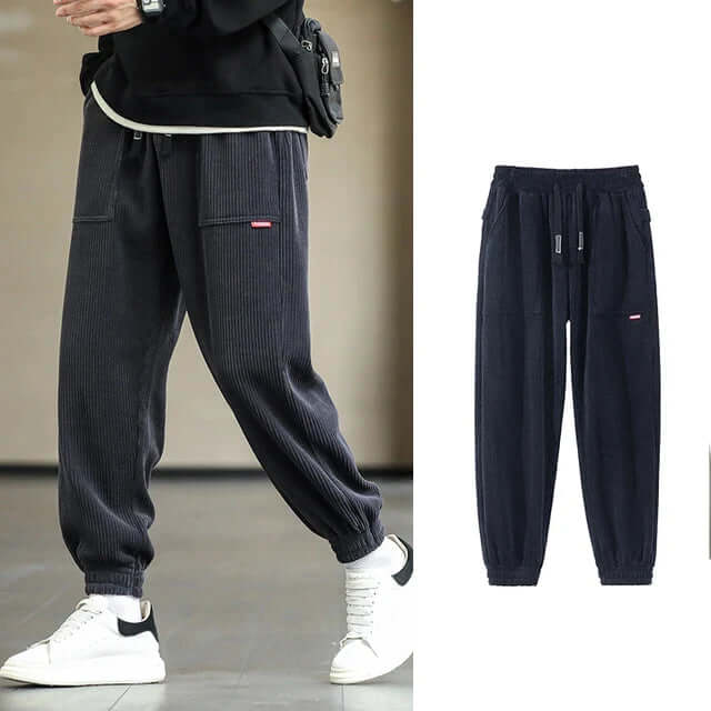 Men's Relaxed Fit Corduroy Joggers with Drawstring