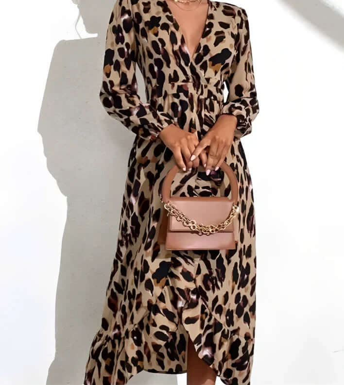 Leopard Print V-Neck Dress: Lightweight & Versatile