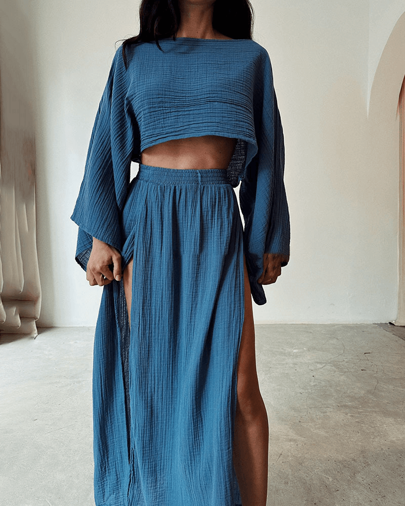 Women's Off-Shoulder Maxi Dress Set