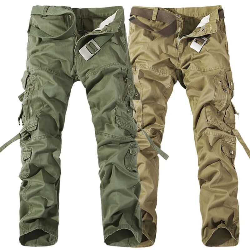 Men's Camo Cargo Combat Pants: Relaxed Fit Trousers