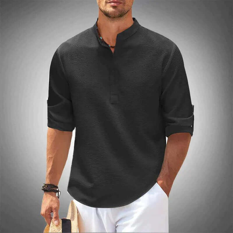 Lightweight Mandarin Collar Shirt for Men