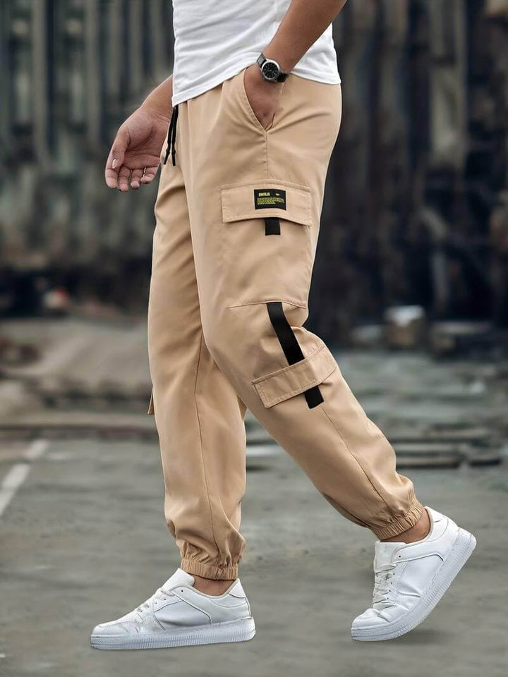 Men's Relaxed Fit Cargo Joggers with Multiple Pockets