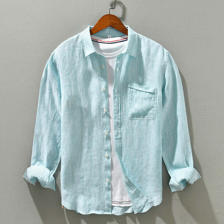 Men's Casual Striped Long-Sleeve Shirt