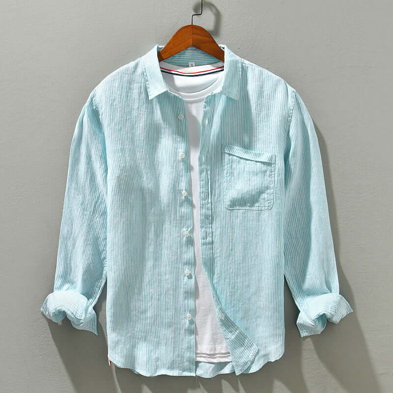 Men's Casual Striped Long-Sleeve Shirt