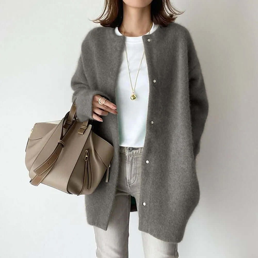 Women's Relaxed Knit Cardigan with Button Closure