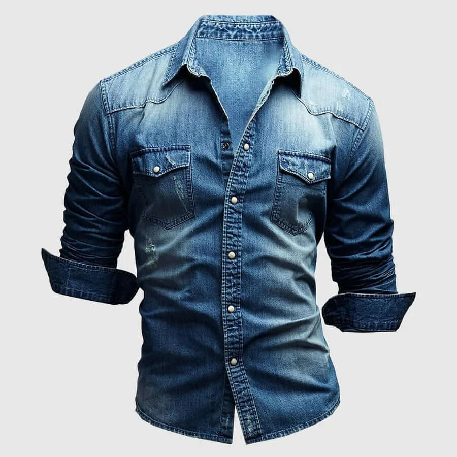 Men's Slim Fit Long Sleeve Denim Shirt