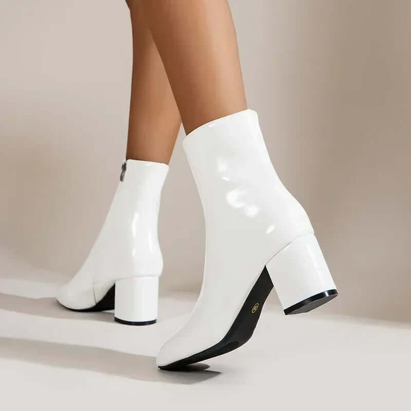 Women's High Heel Ankle Boots with Side Zip
