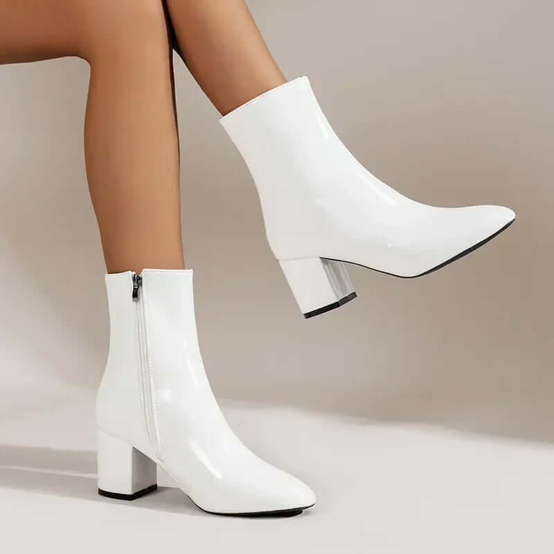 Women's High Heel Ankle Boots with Side Zip