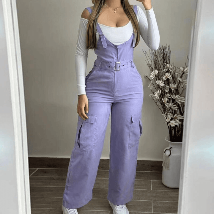 Women's Wide-Leg Utility Jumpsuit: Adjustable, Cargo Pockets