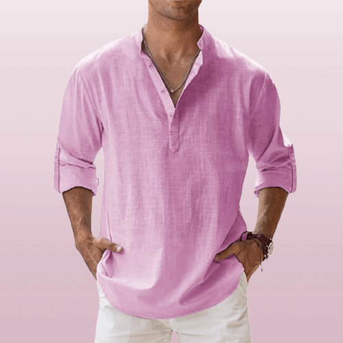 Men's Long Sleeve Henley Shirt: Regular Fit Casual Top