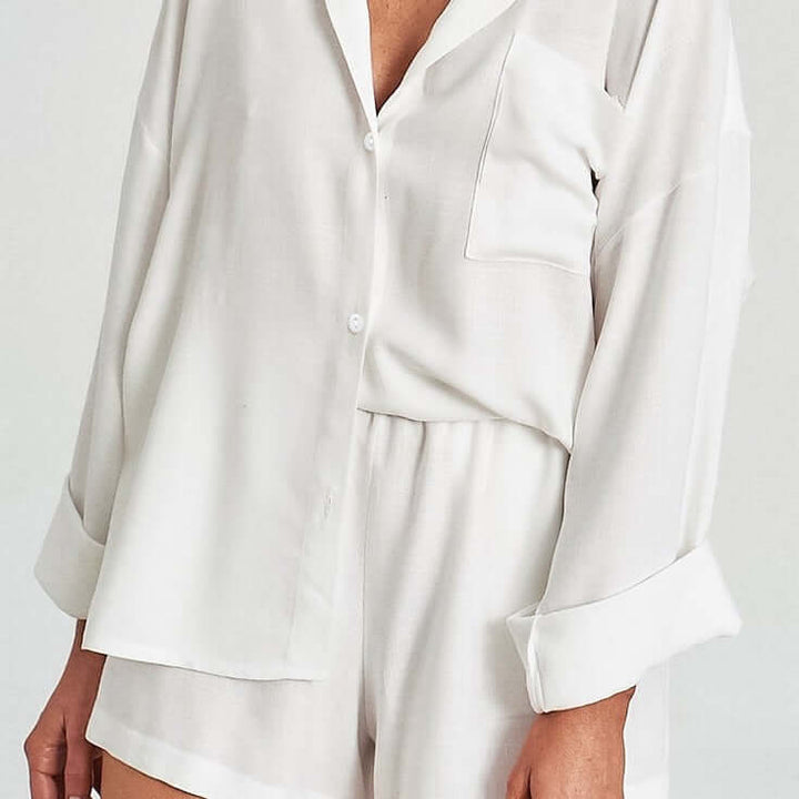 Women's Relaxed Fit Two-Piece Set: Oversized Shirt & Shorts