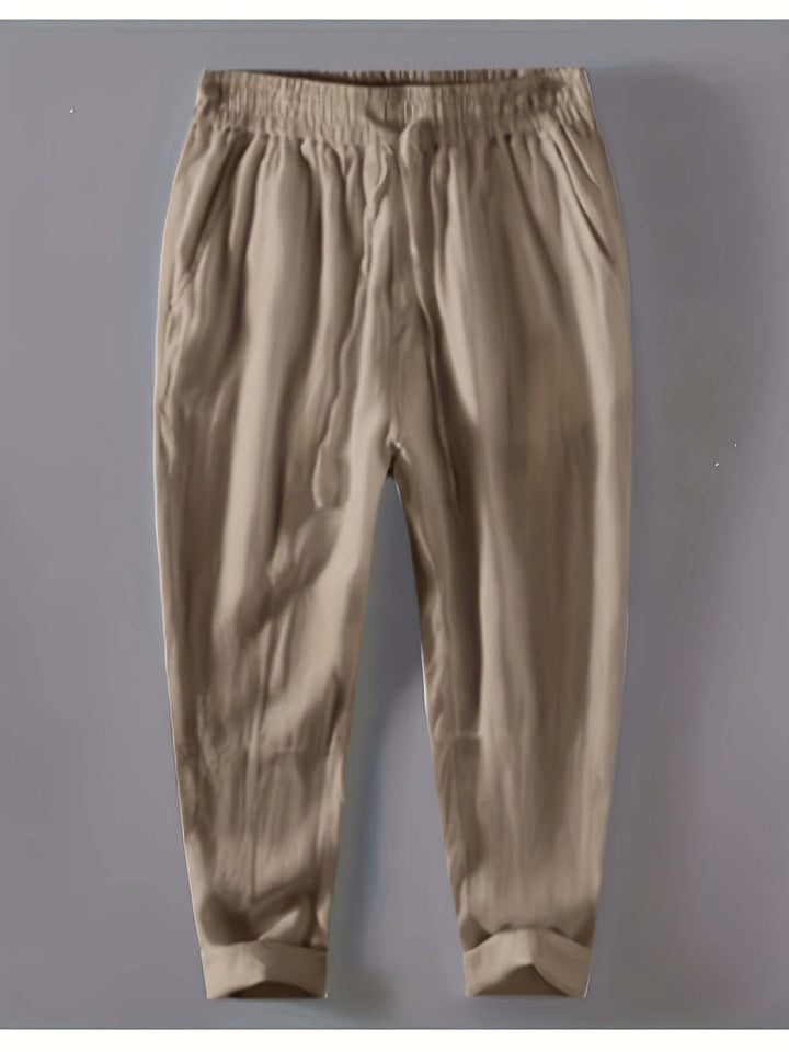 Men's Relaxed Fit Trousers: Breathable Cotton Linen Blend