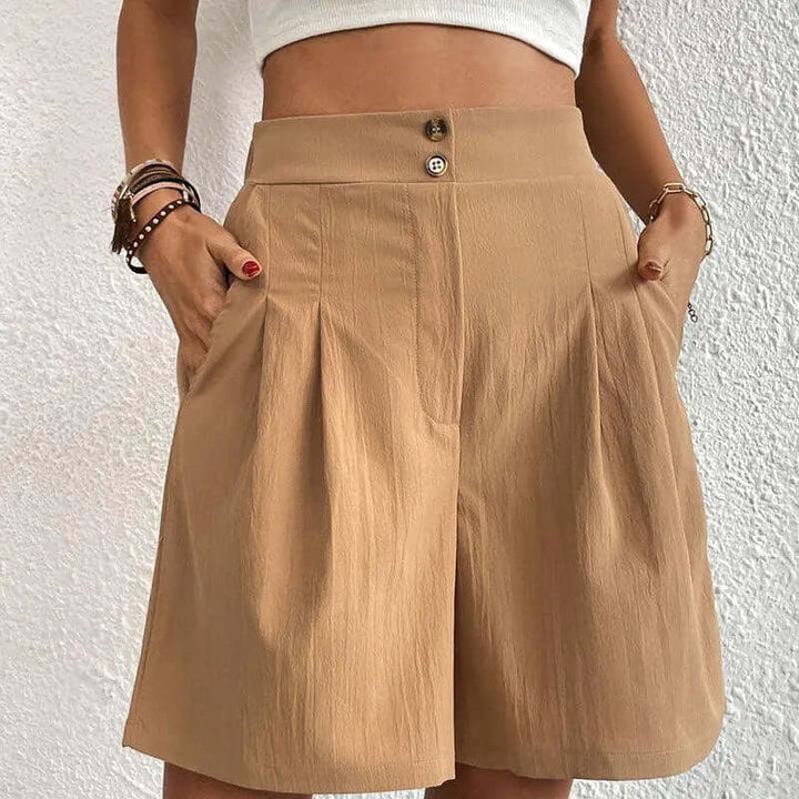 Women's High-Waisted Pleated Shorts: Summer Flowy Shorts