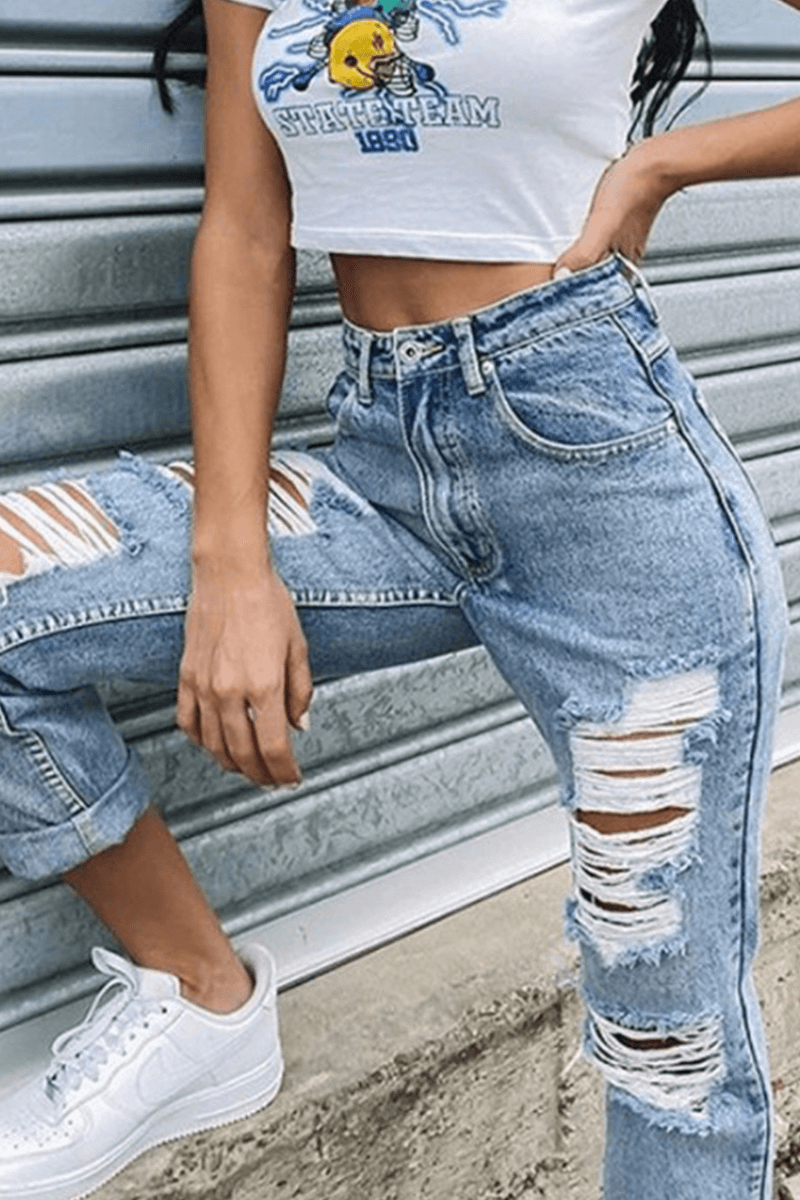Women's Worn Straight Leg Jeans: Classic Denim