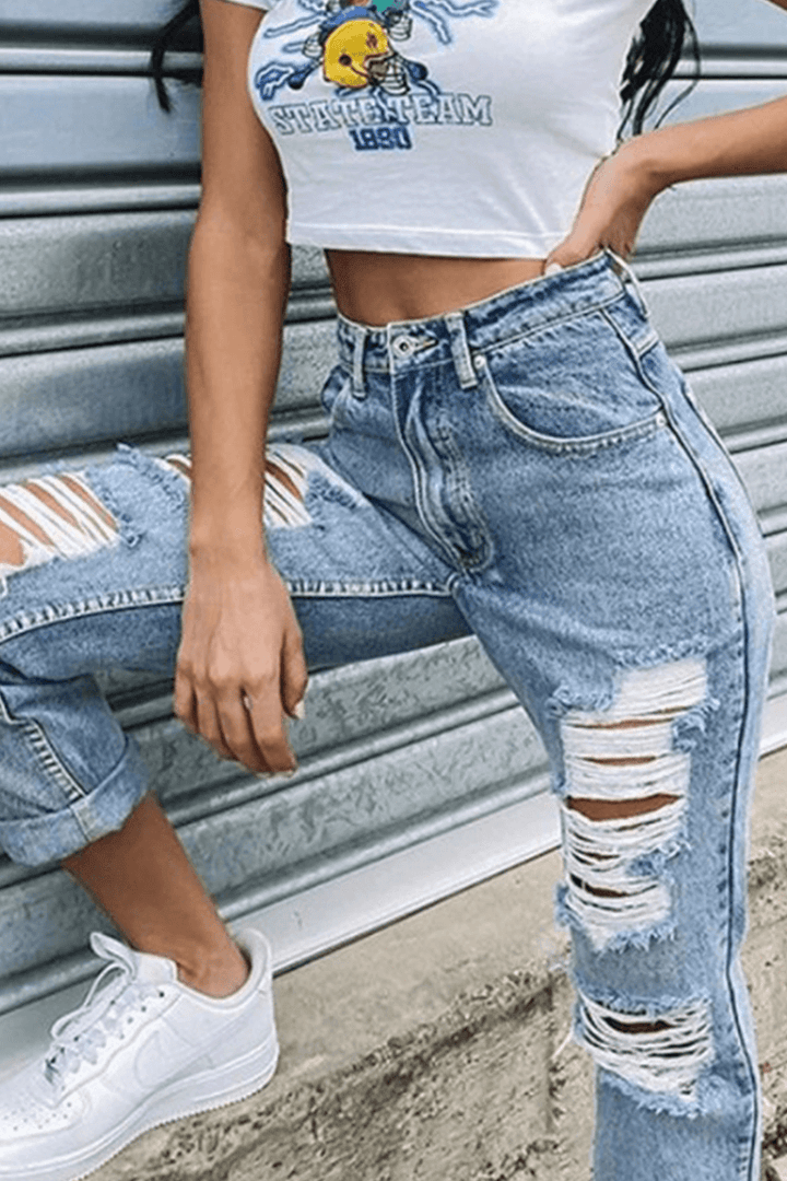 Women's Worn Straight Leg Jeans: Classic Denim