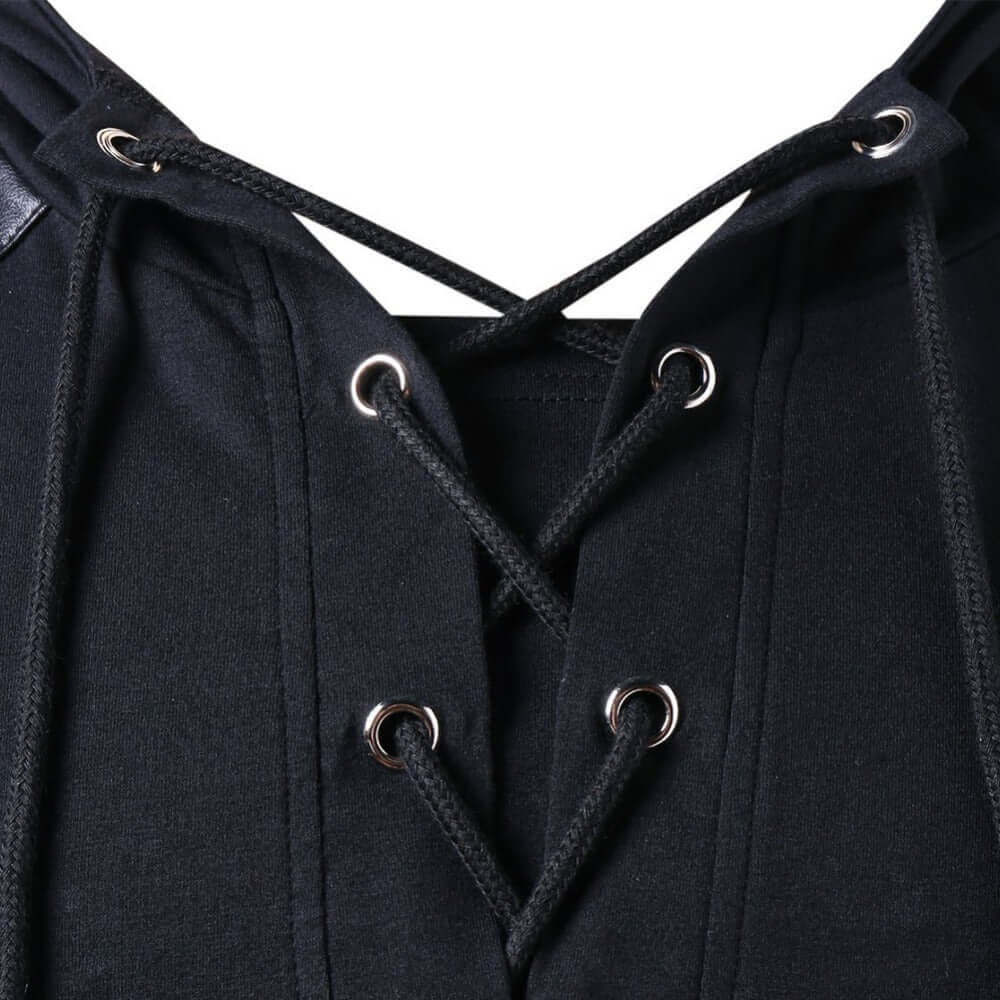 Men's Gothic Lace-Up Sweater: Edgy Style & Comfort