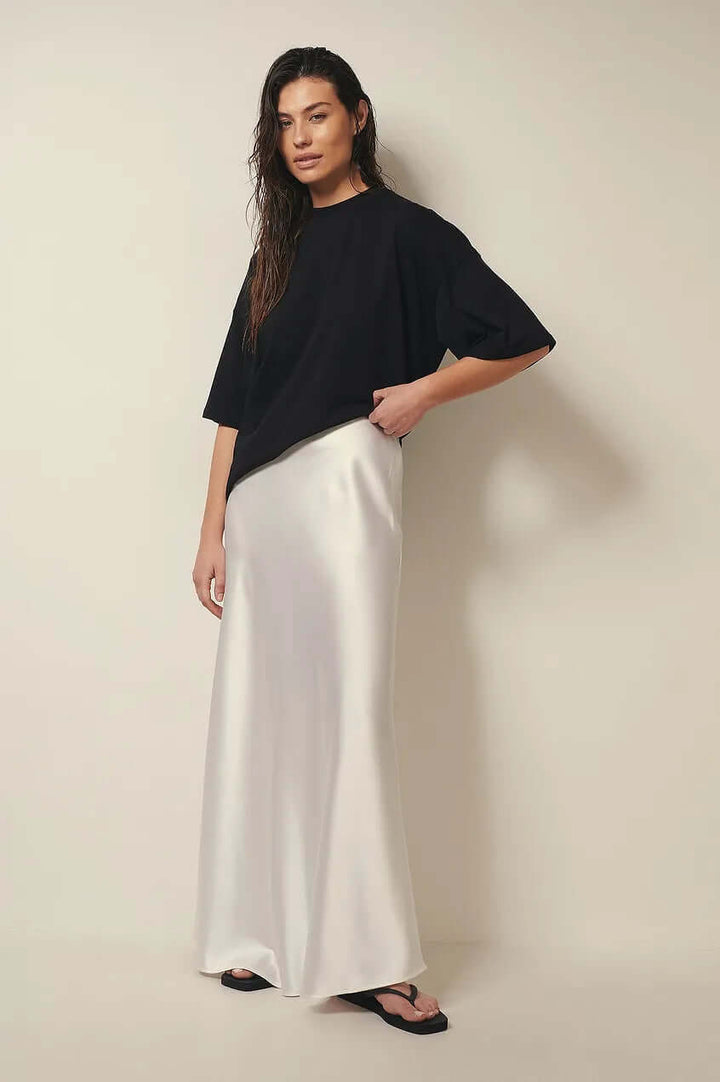 Women's Elegant A-Line Satin Maxi Skirt
