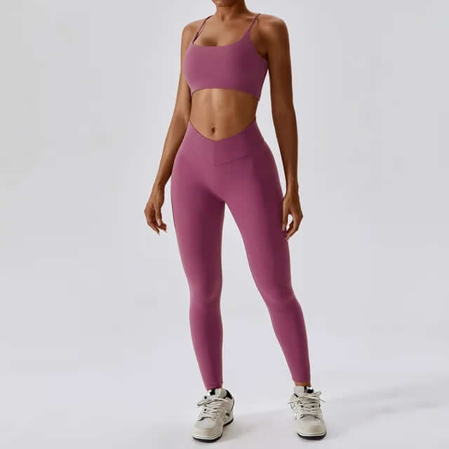 Women's High-Waisted Leggings & Racerback Sports Bra Set