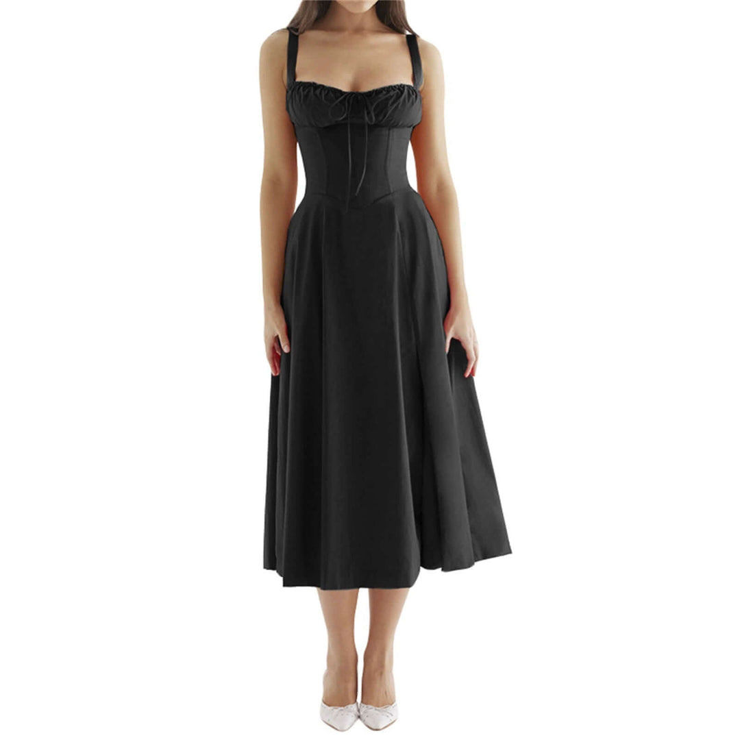 Elegant Corset Midi Dress with Slit