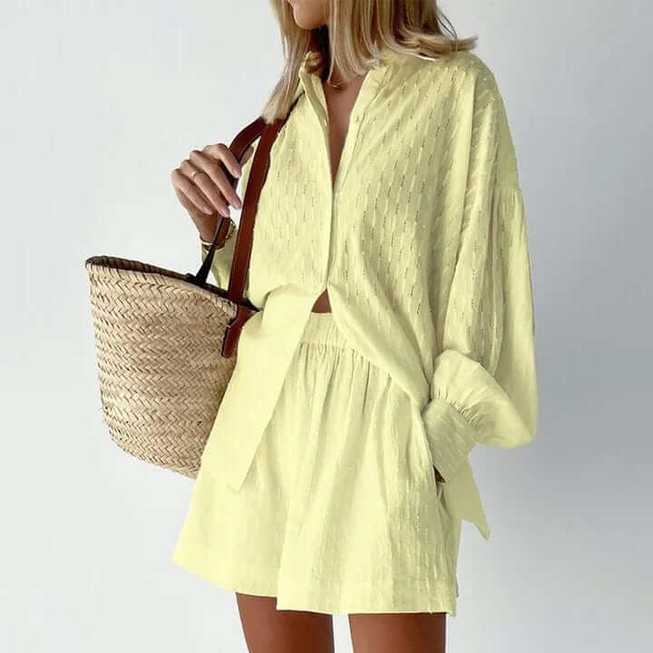 Women's Linen Shirt & Shorts Set: Breathable Summer Outfit