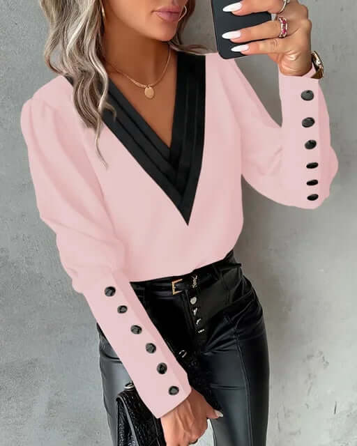 Women's V-Neck Elegant Blouse: Versatile & Comfortable Top
