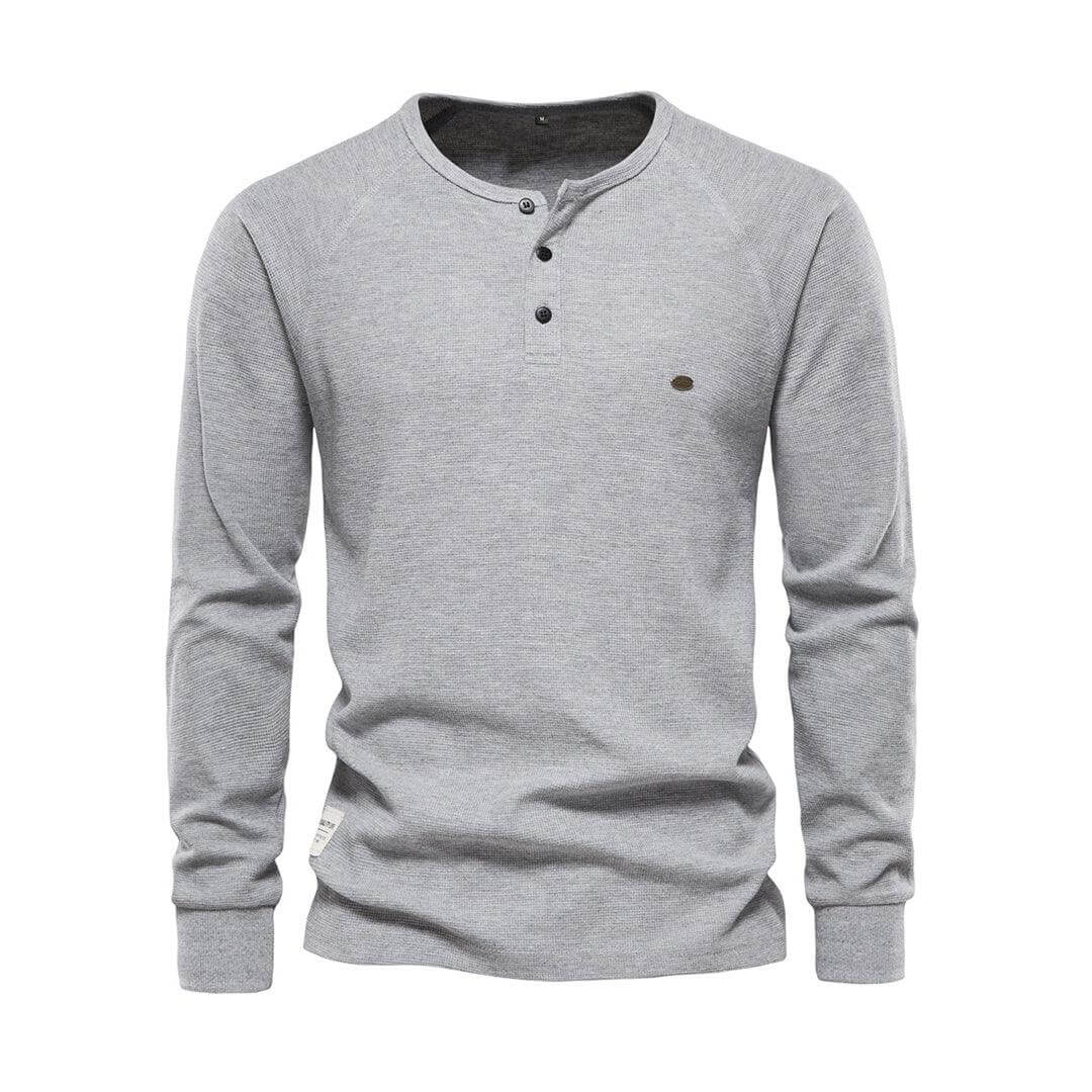 Men's Casual Long-Sleeve Shirt: Khaki Cotton Blend