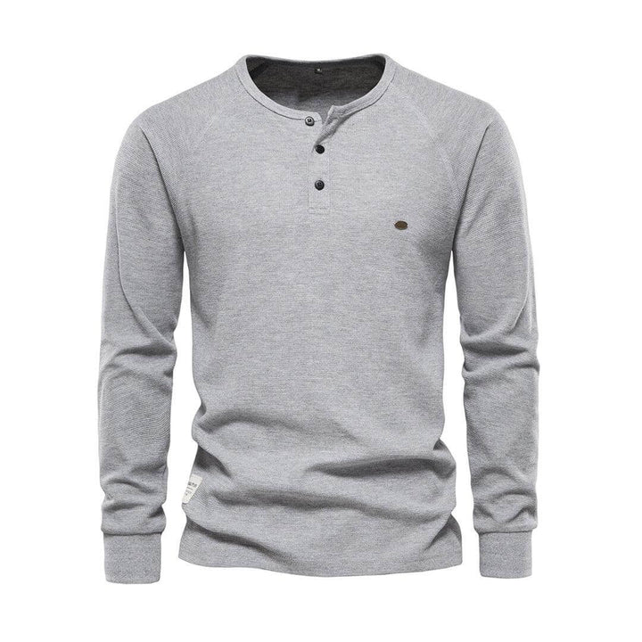 Men's Casual Long-Sleeve Shirt: Khaki Cotton Blend