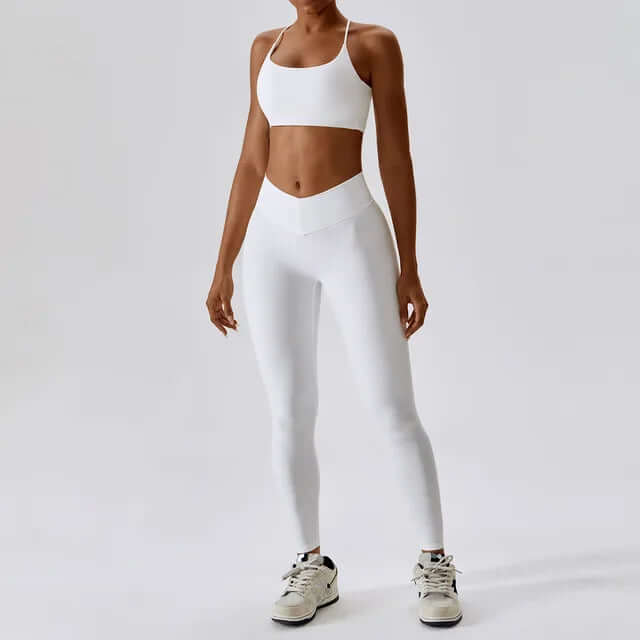 Women's High-Waisted Leggings & Racerback Sports Bra Set