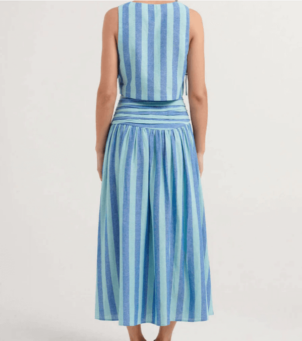 Elegant Lace Top & Pleated Midi Skirt Set