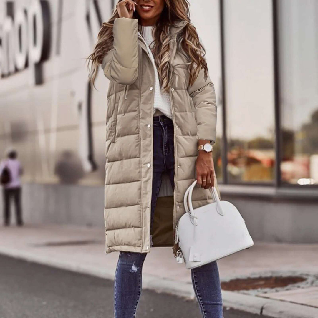 Women's Long Padded Winter Coat with Hood