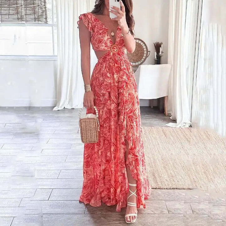 Floral V-Neck Dress: Summer Women's Dress