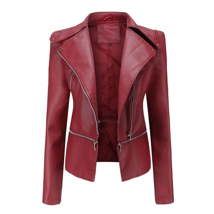 Women's Stylish PU Leather Motorcycle Jacket