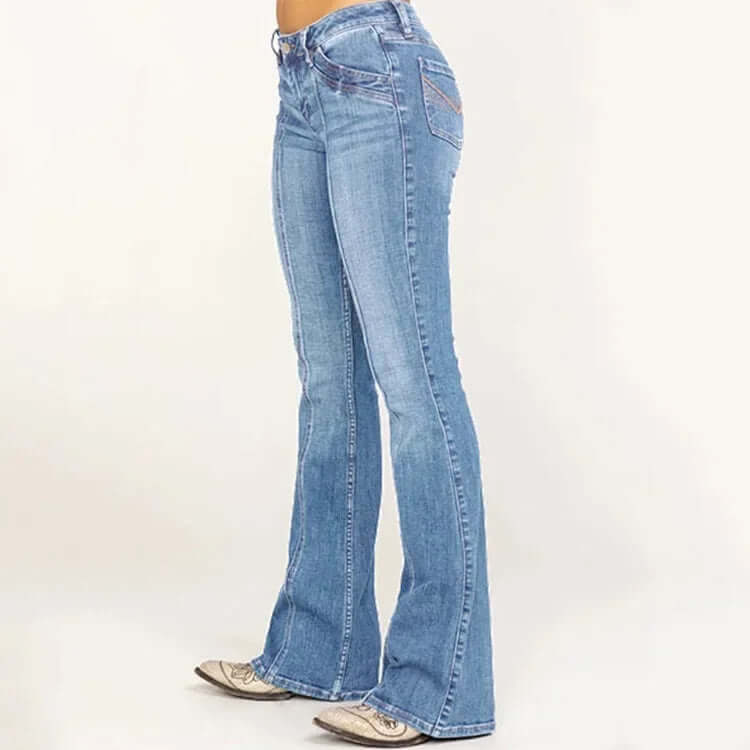 Women's Retro Flared Jeans: High-Waisted, Stylish Fit