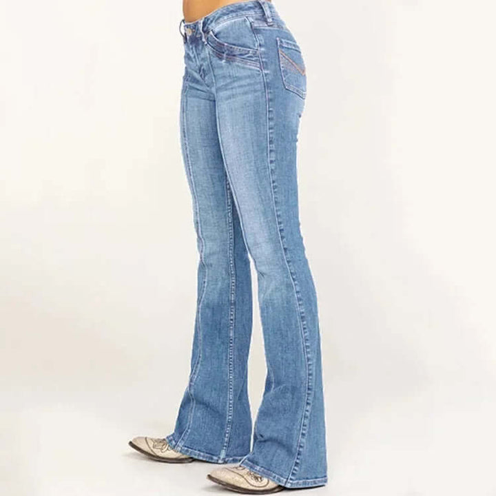 Women's Retro Flared Jeans: High-Waisted, Stylish Fit