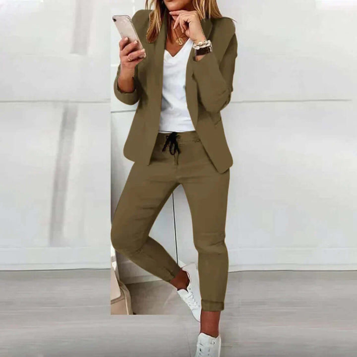 Women's Smart Casual Two-Piece Suit: Blazer & Joggers