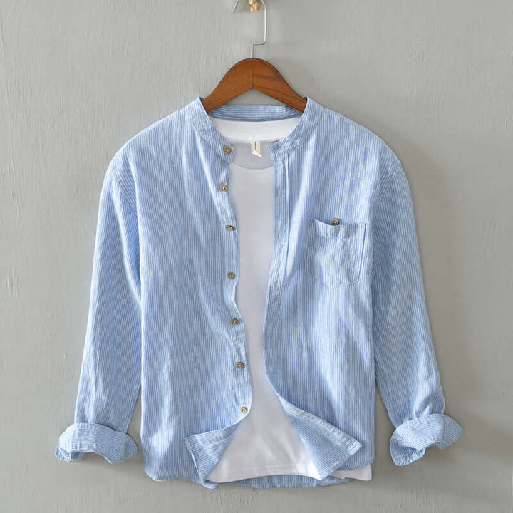 Men's Casual Striped Long-Sleeve Shirt