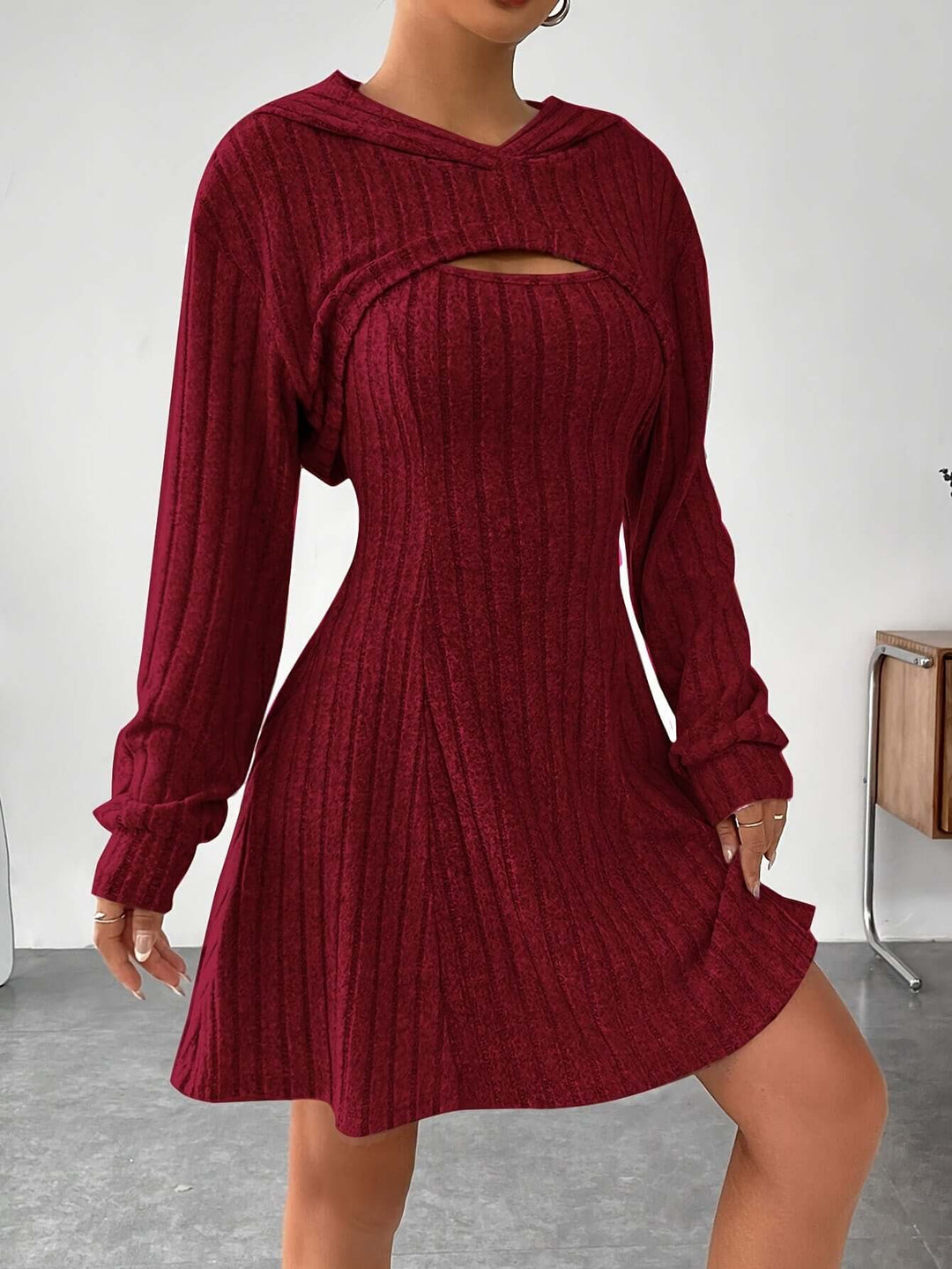 Women's Cutout Ribbed Sweater Dress: Cozy & Stylish