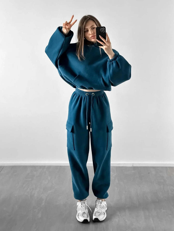 Women's Cozy Hoodie & Jogger Set: Relaxed Fit Loungewear