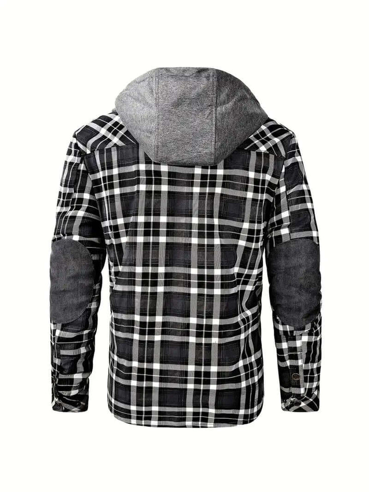 Men's Hooded Checked Regular Fit Jacket