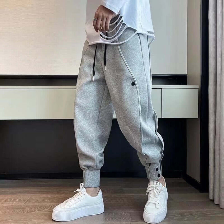 Men's Tapered Cotton Blend Joggers: Elastic Waistband & Cuffed Ankles
