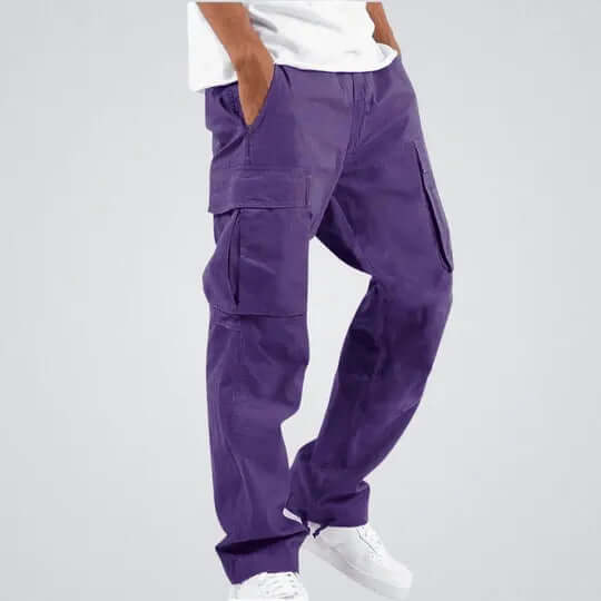 Men's Relaxed Fit Cargo Pants: Durable Cotton Blend Utility Trousers