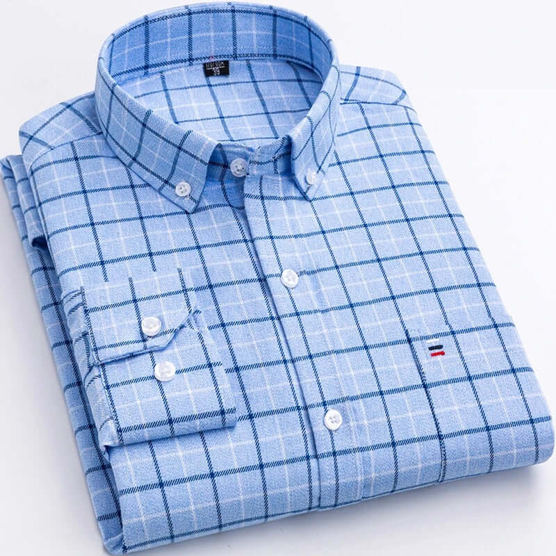 Men's Plaid Button-Down Shirt: Regular Fit Smart Casual Top
