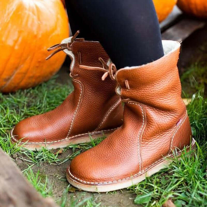 Women's Leather Ankle Boots with Laces