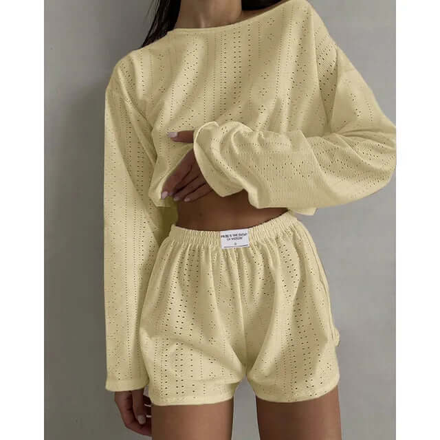 Women's Summer Eyelet Knit Lounge Set