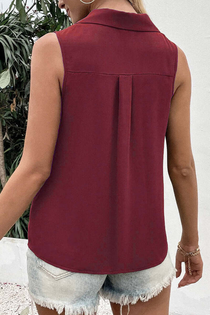 Women's V-Neck Button-Up Top: Elegant & Versatile