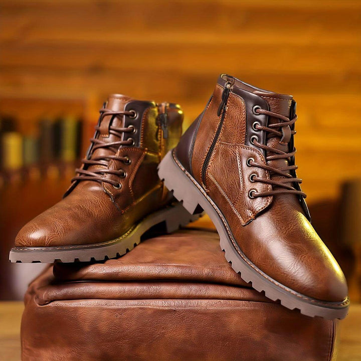 Men's Leather Zipper Boots: Elegant & Durable Footwear