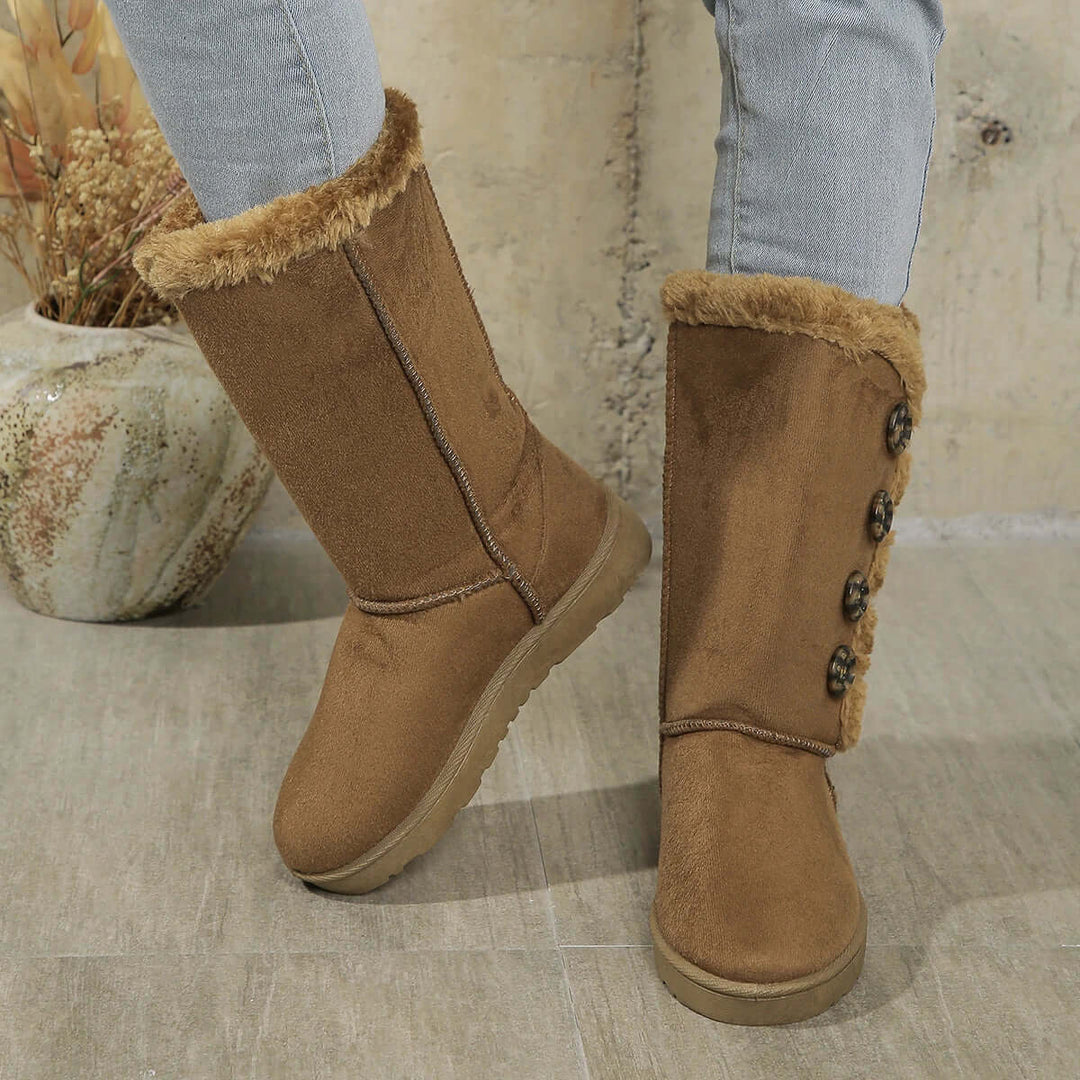 Women's Elegant Winter Booties: Suede Leather Ankle Boots