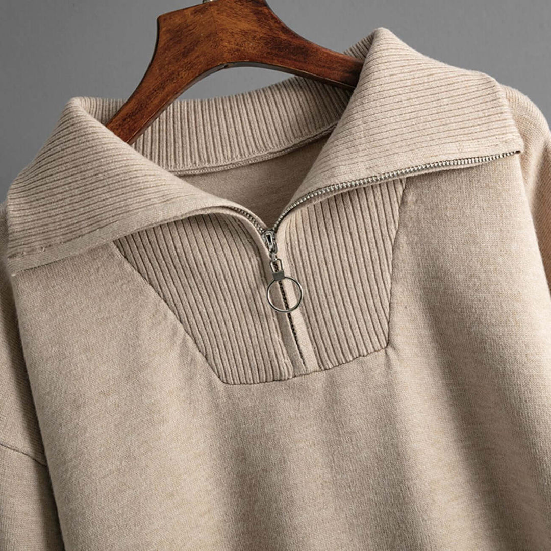 Women's Cozy Knit Lounge Set: Oversized Top & Drawstring Trousers