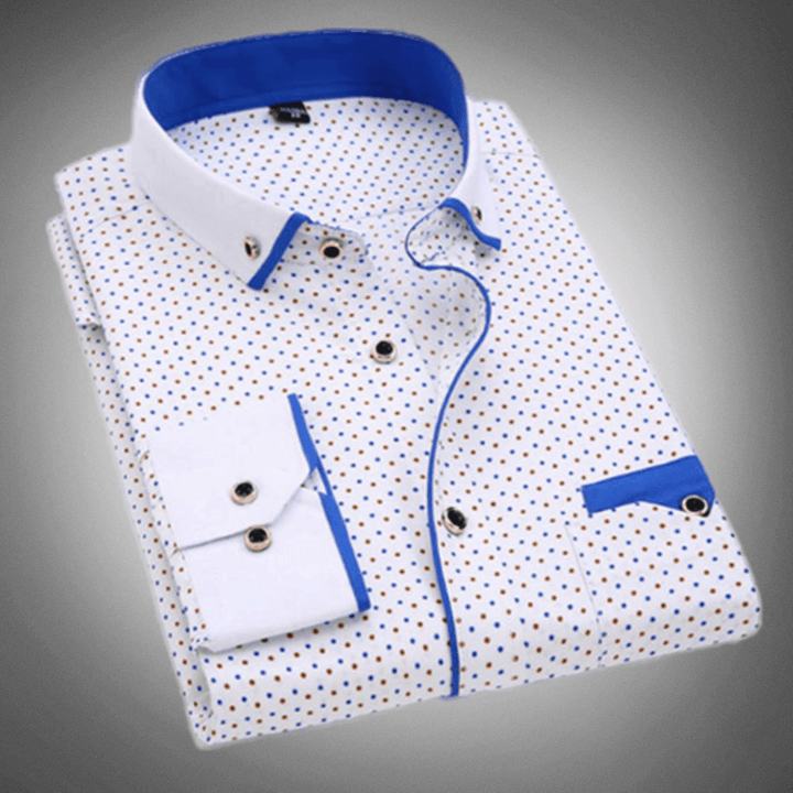 Men's Long Sleeve Polka Dot Dress Shirt