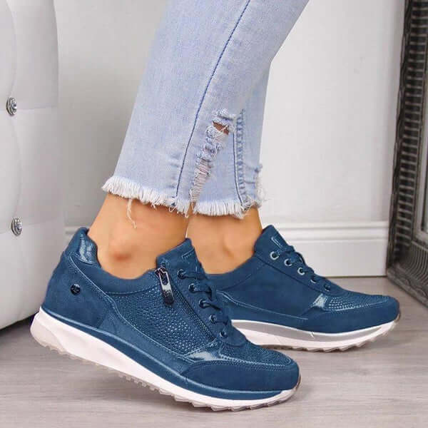 Women's Casual Sneakers: Lace-Up & Zip Closure